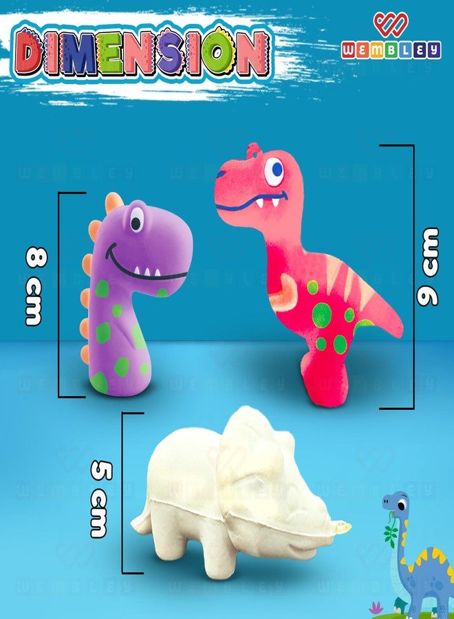 ويمبلي مجموعة ويمبلي دينو ثلاثية الأبعاد للرسم والتلوين | مجموعة حرف يدوية للأطفال من عمر 3 سنوات فما فوق | مجموعة فنية وحرفية قابلة للغسل وخالية من الفوضى، تتضمن 3 مجسمات إسفنجية و6 أقلام تلوين ملونة | هدية للأولاد والبنات من عمر 3 إلى 8 سنوات فما فوق - Image 2